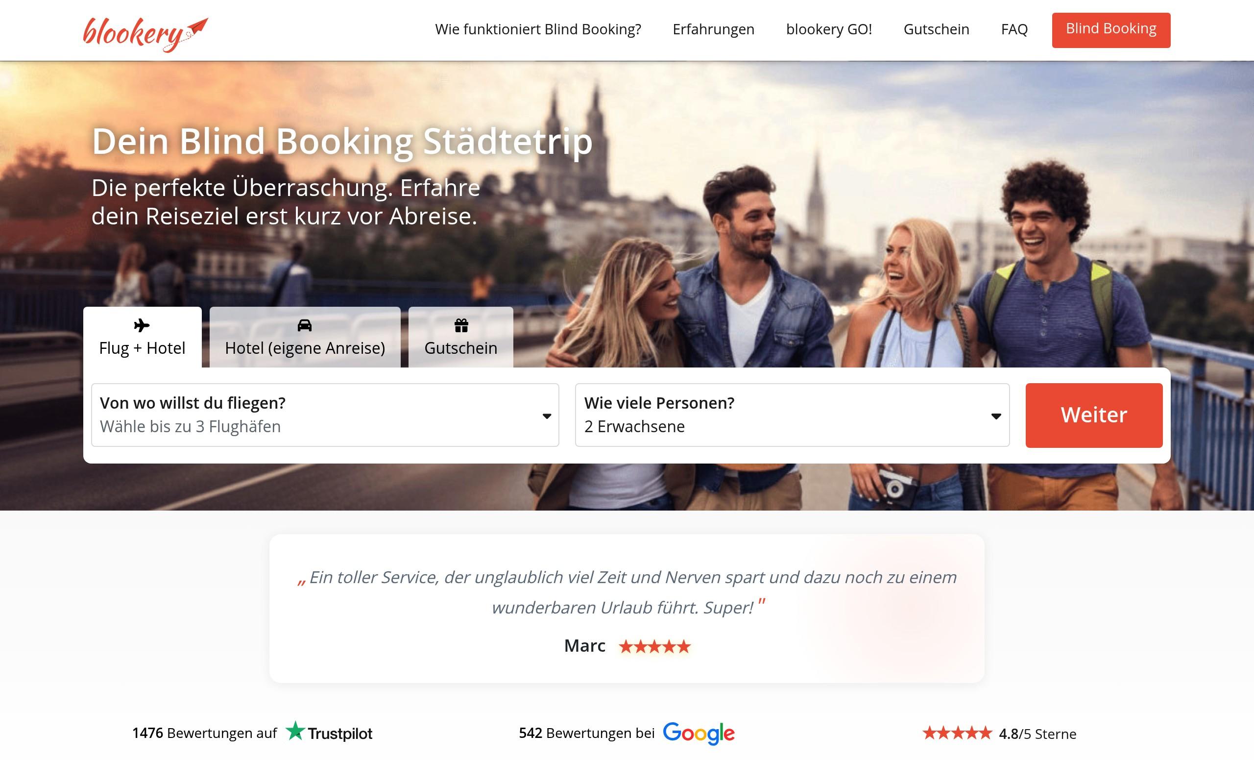 Blookery blind booking surprise trip platform
